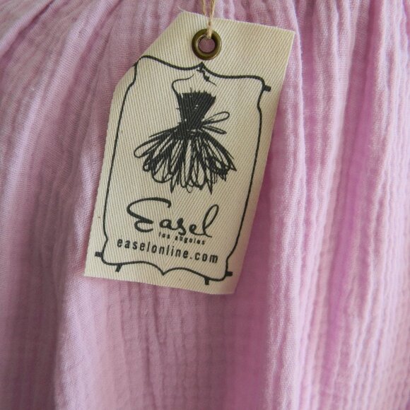 NWT EASEL LOS ANGELES PINK SEEING IT NOW TOP BOHO PEASANT TASSEL 1X COTTON - Picture 4 of 5